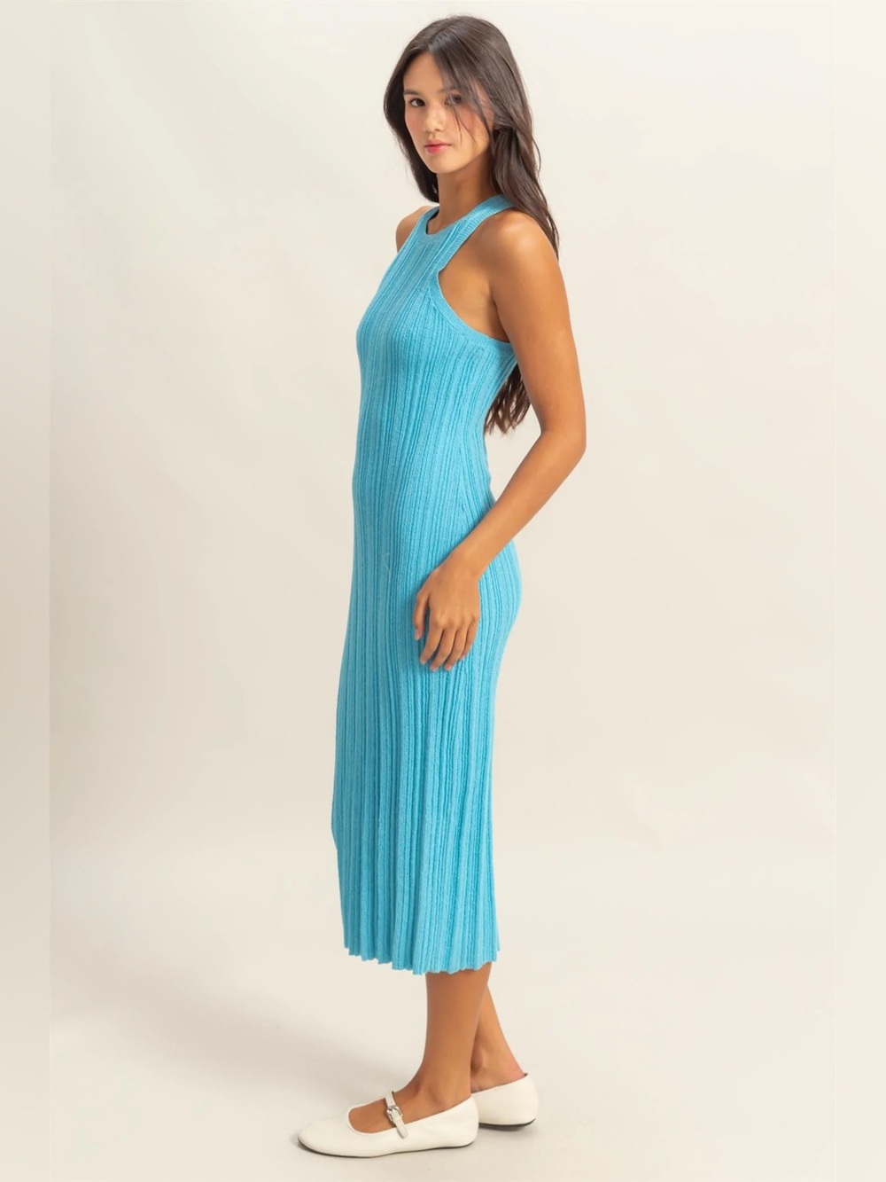 Double Zero Sleeveless Ribbed Midi Dress